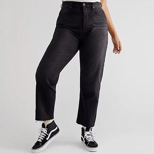 Free People Distressed Black Mom Jeans